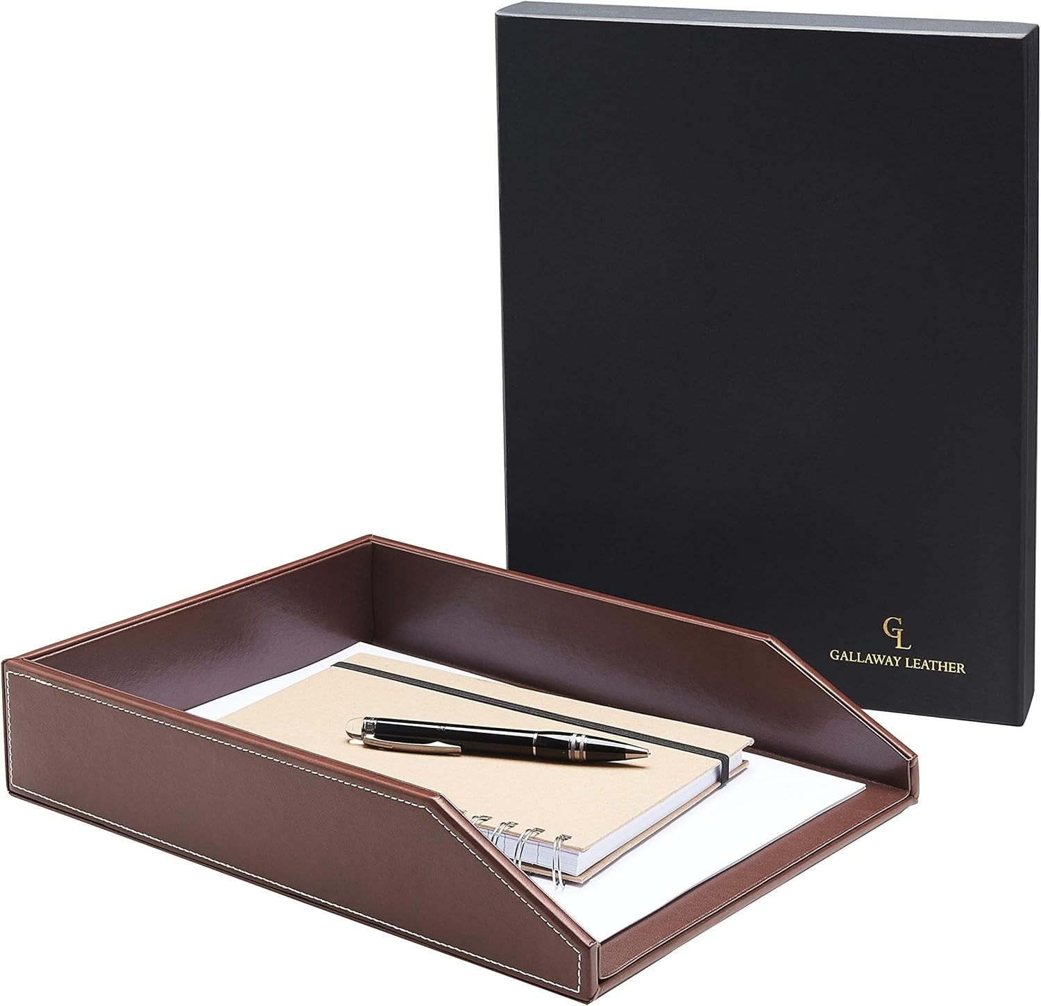 Letter Tray Desk Organizer - Paper Tray for Desk,Premium PU Leather Tray Perfect for Office Organization, Document Holder Fits A4 Paper, Stackable Drawers for Extra Desk Storage.